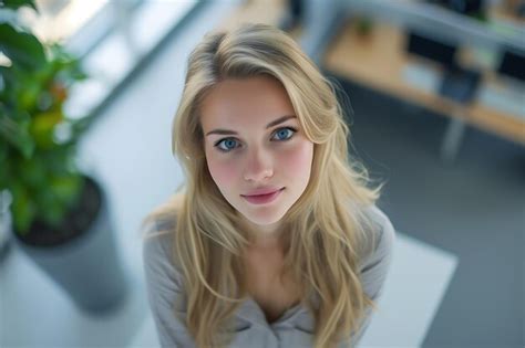 Premium Photo Beautiful Blonde Office Worker Captured