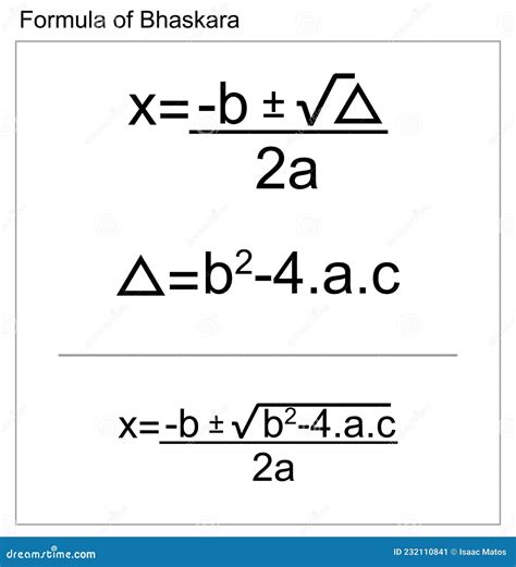 Fórmula De Bhaskara Ilustración De La Ecuación Operación Matemática