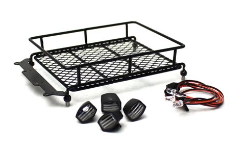 1/10 Scaler Metal Mesh Roof Rack, Oval Lights - Black — Racers Edge RC