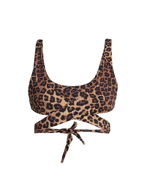 Buy Good American 10 Ways To Wear Print Bikini Top Leopard At 50