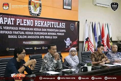 Bakal Calon Anggota Dpd Dapil Ntb Lolos Verifikasi Administrasi