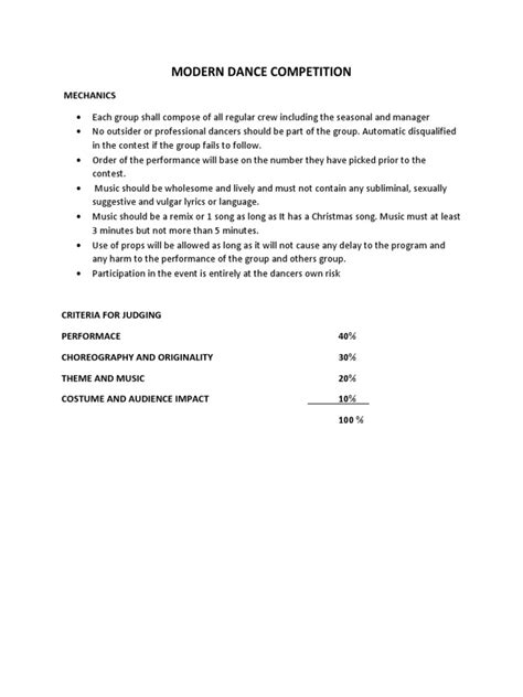 Modern Dance Competition Mechanics Pdf