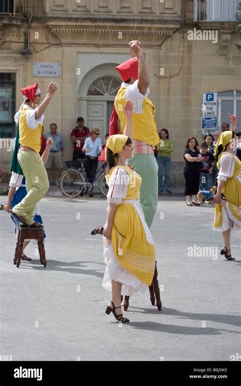 Traditional Folk Dancers Victoria Gozo Malta Stock Photo Alamy