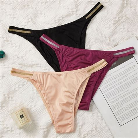 Zxyouping Ice Silk Thongs Mid Waist Seamless Panties For Women Sexy Bikini G String S Xl