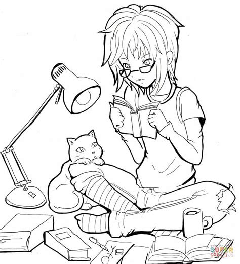 Anime Cat Girl Coloring Pages - Coloring Home