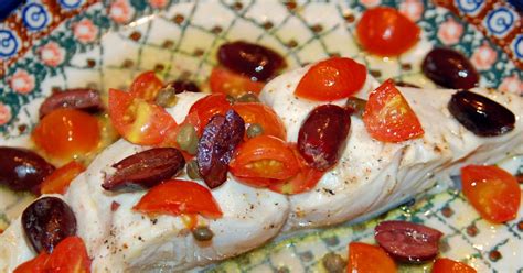 Southern Lady S Recipes Greek Style Baked Halibut With Tomato Capers