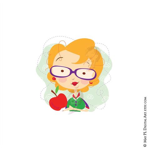 Blonde Teacher Clipart Classroom Cute Brunette Teacher Etsy