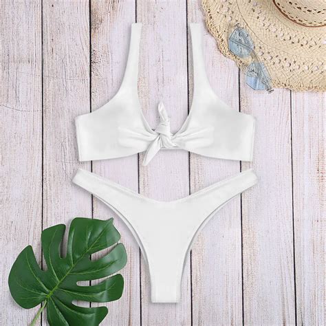 ZAFUL acolchado atado Bikini conjunto correa de hombro Bikini sólido