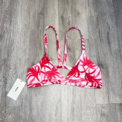 Mikoh Swim Mikoh Hot Pink Plants Bikini Top Only Poshmark