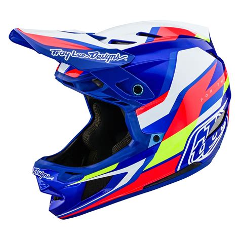 Troy Lee Designs Downhill MTB Helm D4 Composite MIPS Omega Weiß Blau