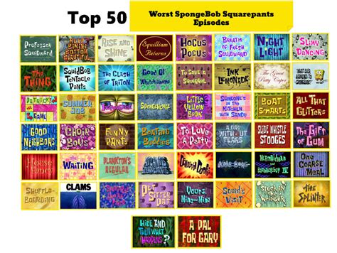 Top 50 Worst SpongeBob Squarepants Episodes By Carlover1 On DeviantArt