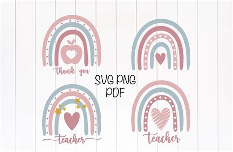 Boho Rainbow Svg Bundle Teacher Rainbow Svg Thank You Etsy Uk