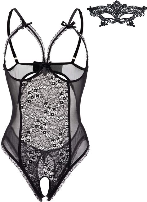 Vinmass Open Cup Lingerie Crotchless Pajama One Piece Teddy Negligee Women S Bustiers Corset