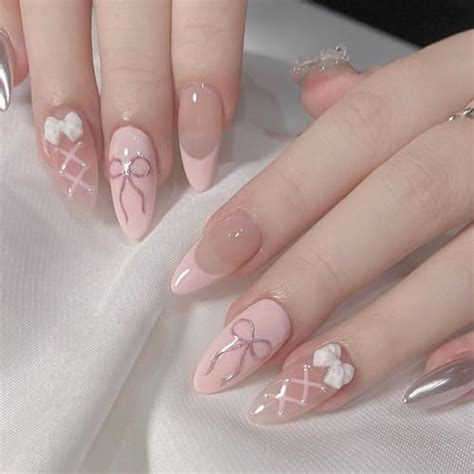Amazon Pcs Nude Press On Nails Short Almond YEFIUO Rose Gold Extra Short Fake Nails