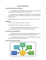 Bsn Ii Banduras Self Efficacy Pdf Bandura S Self Efficacy What