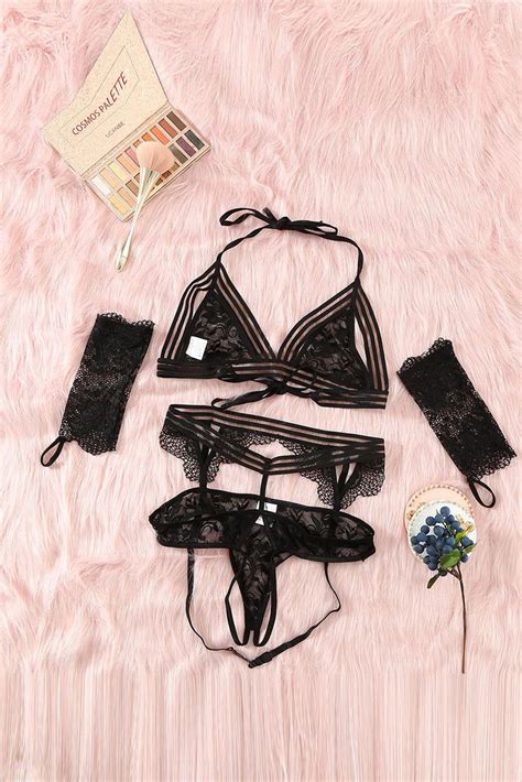 China Three Point Lace Hollow Out Erotic Garter Underwear Sexy Lingerie China Underwear And