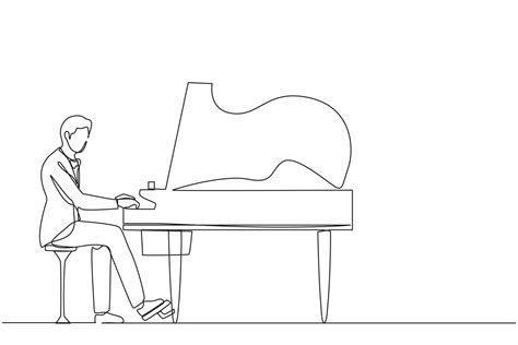 dibujo continuo de una línea el hombre toca el piano el intérprete