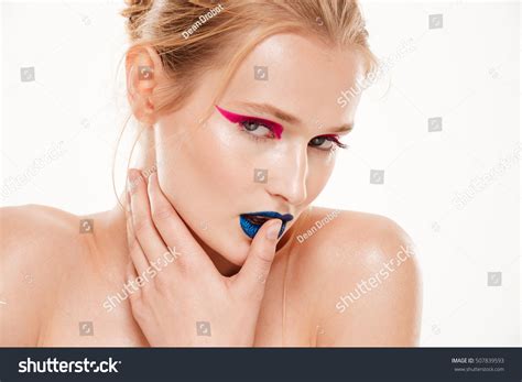 Naked Woman Hand Near Face Isolated Stock Photo Edit Now