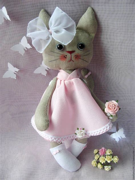 Купить Кошка Розочка - бледно-розовый, кошка, кошка игрушка, кошка в ...