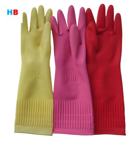 100g Pink Red Long Sleeve Household Kitchen Top Glove 38cm Korea Cleaning Washing Dishes