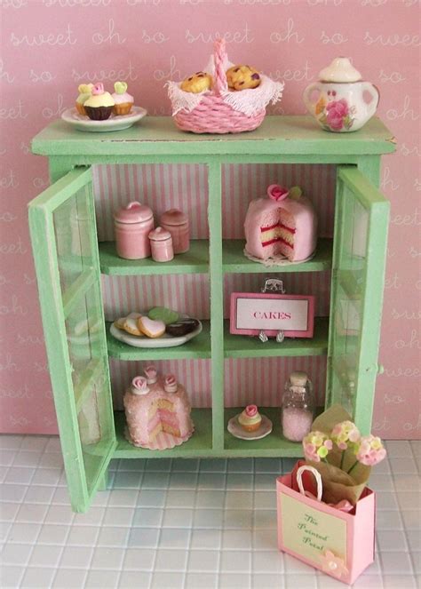 Miniature Shabby Chic Cabinet Filled With Pink Sweets