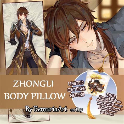 Zhongli Body Pillow Cover Genshin Impact Fan Art Nsfw Etsy Nederland