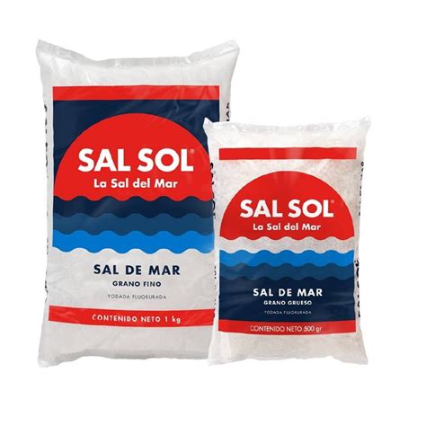 Sal Sol Grano Fino 1 Kg 1 Bolsa Grano Grueso Yodada Fluorurada 500 G