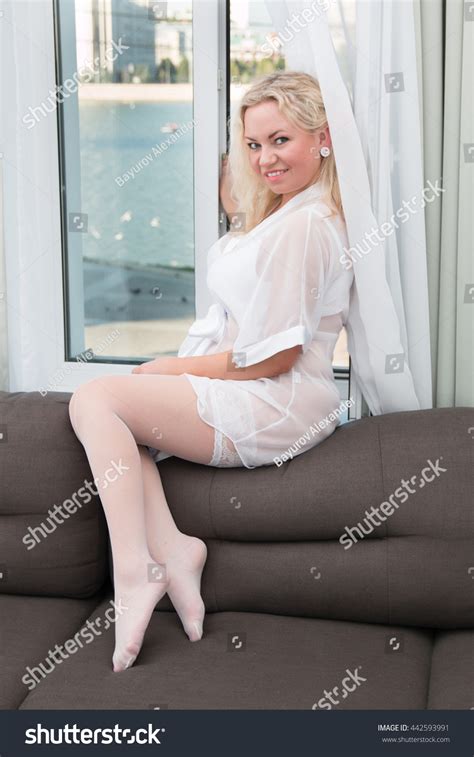 Sexy Woman White Stockings Lingerie Portrait Stock Photo 442593991 Shutterstock