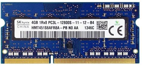 Buy SK Hynix 4GB HMT451S6AFR8A-PB DDR3 1Rx8 PC3L-12800S Laptop Memory ...
