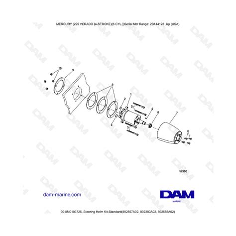 Mercury 225 Verado SN 2B144123 Steering Helm Kit Standard