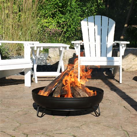 Sunnydaze Steel Outdoor Wood-Burning Fire Pit Bowl - 23-Inch Bonfire Pot - Patio & Backyard ...