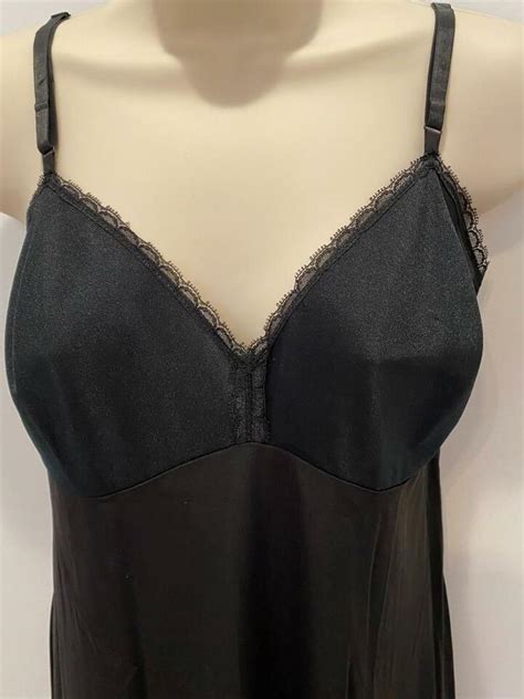 Vanity Fair S Vtg Black Full Slip Gown Dupont Nylon Lace Lingerie Sz Et EBay