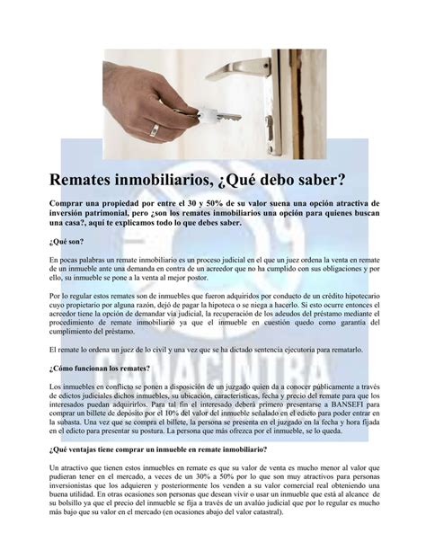 Remates inmobiliarios Qué debo saber