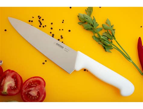 Профессиональный поварской шеф нож, 20 см, ручка TPE белая, Giesser ...