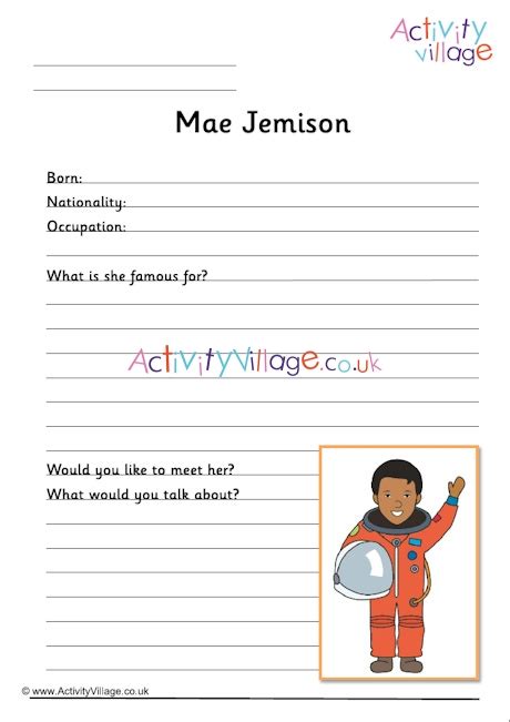 Mae Jemison Worksheet