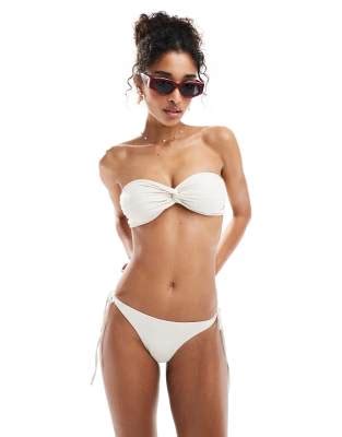 Miss Selfridge Mix And Match Twist Bandeau Bikini In Cream ASOS