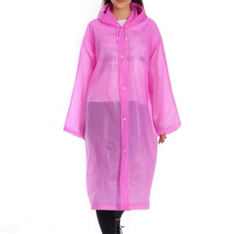 Manteau De Pluie Bouton Imperm Able Clair Transparent A Capuche