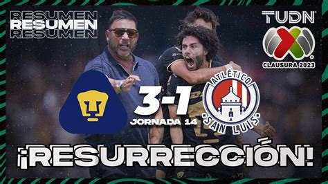 Resumen Y Goles Pumas 3 1 Atl San Luis CL2023 Liga Mx J14 TUDN