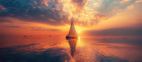 Sailing Into The Sunset Premium Ai Generated Image