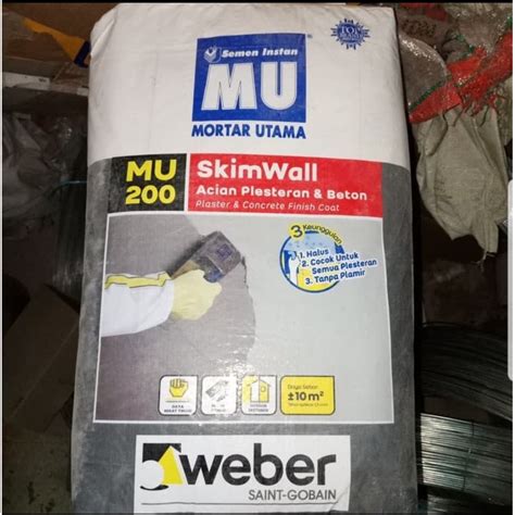 Jual Semen Mortar Utama Skim Wall 40kg MU200 Acian Plesteran Beton MU