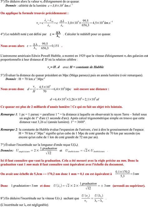 Tp Effet Doppler Et Astrophysique Correction