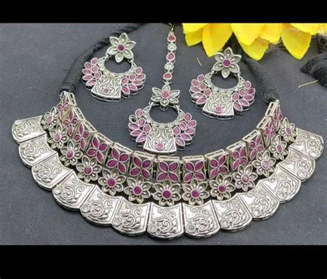 Oxidised German Silver Necklace Sku 5837 at Rs 1000 00 चद क हर