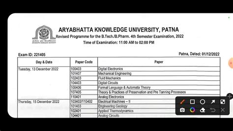 AKU 2022 4th Semester Exam Date Changed B Tech Bpharna YouTube