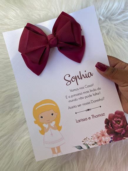 Convite Daminha Marsala Personalizado Elo Produtos Especiais