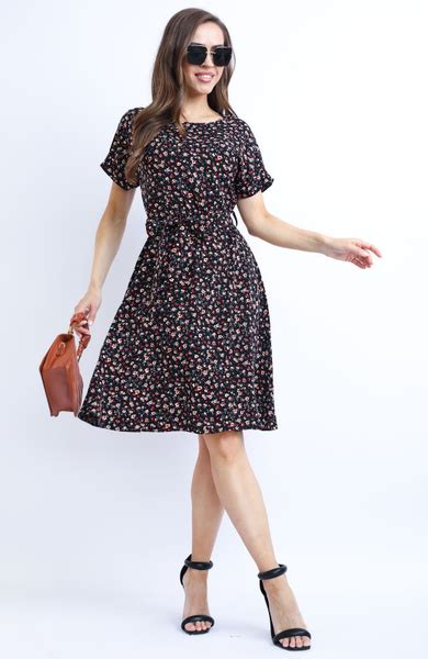 Платье женское летнее лето прямое с поясом коротким рукавом ...