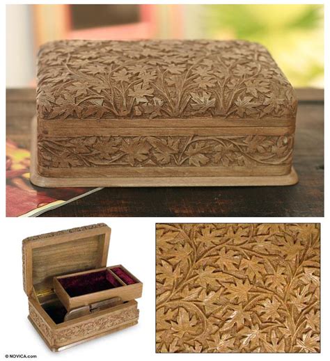 Artisan Hand Carved Wood Jewelry Box From India Wild Ivy NOVICA