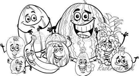 Фрукты Раскраски распечатать бесплатно.