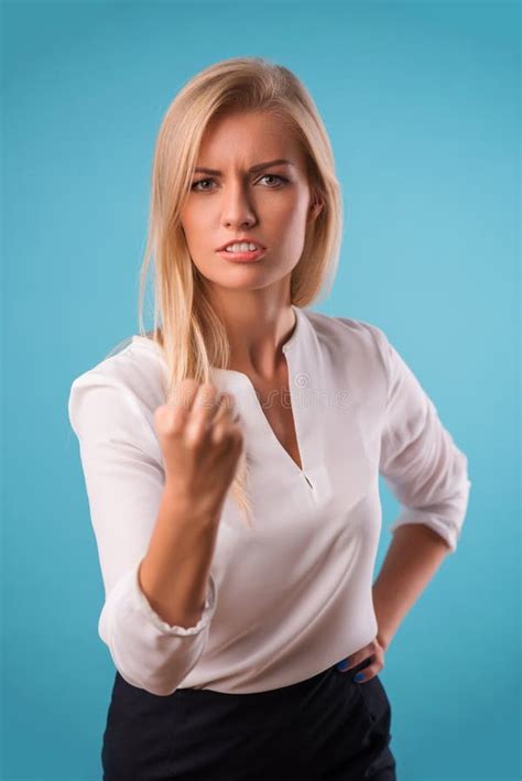Lovely Blonde Wearing White Blouse Stock Image Image Of Gesture Eyeglasses 46830373