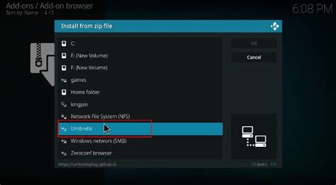 how to install umbrella kodi addon