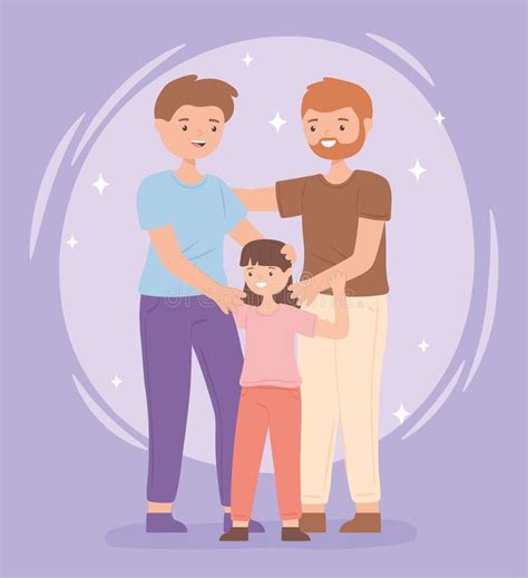 Pareja Gay Masculina Con Hija Ilustración del Vector Ilustración de vector amor